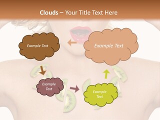 A Woman Holding Kiwi Slices In Front Of Her Face PowerPoint Template