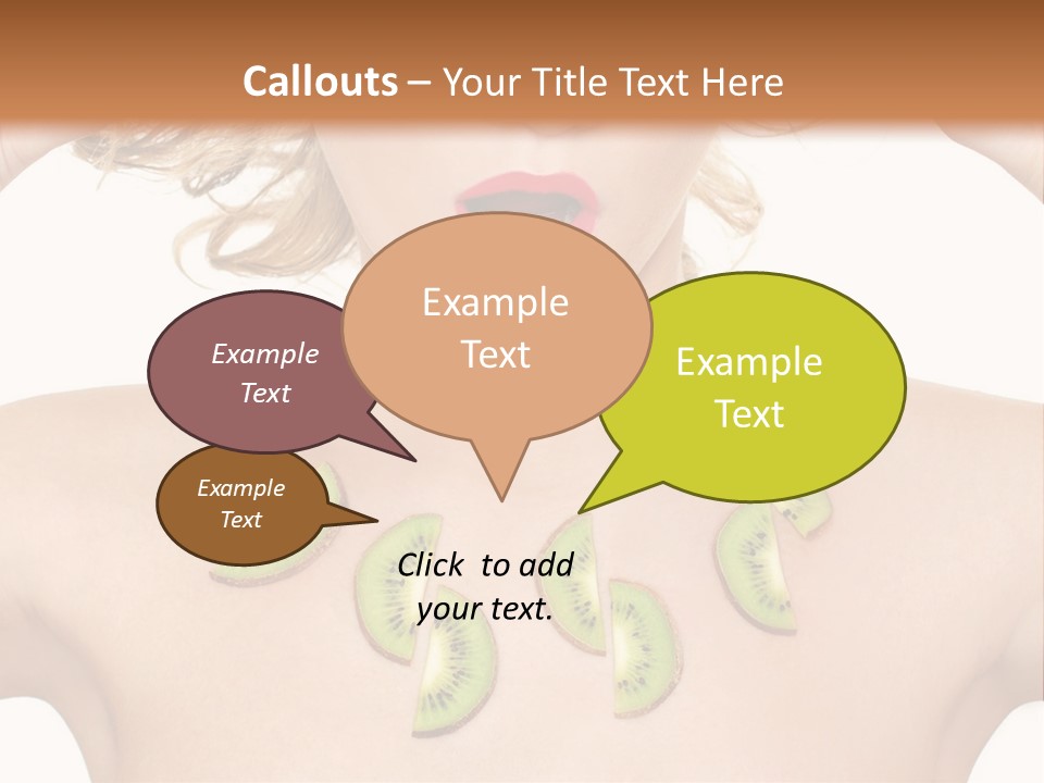 A Woman Holding Kiwi Slices In Front Of Her Face PowerPoint Template