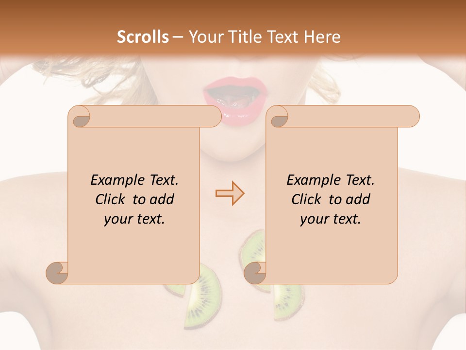 A Woman Holding Kiwi Slices In Front Of Her Face PowerPoint Template