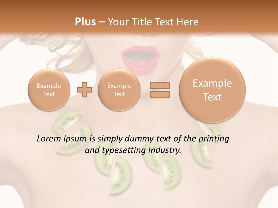 A Woman Holding Kiwi Slices In Front Of Her Face PowerPoint Template