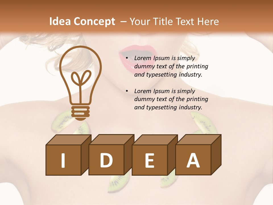 A Woman Holding Kiwi Slices In Front Of Her Face PowerPoint Template