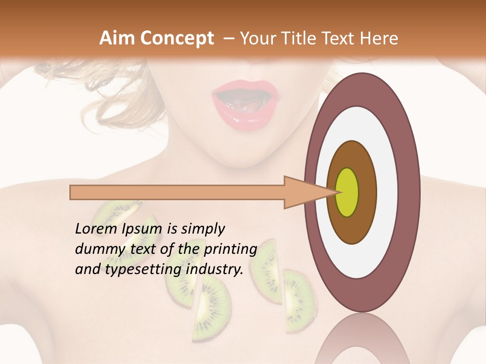 A Woman Holding Kiwi Slices In Front Of Her Face PowerPoint Template