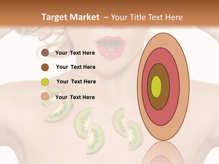A Woman Holding Kiwi Slices In Front Of Her Face PowerPoint Template