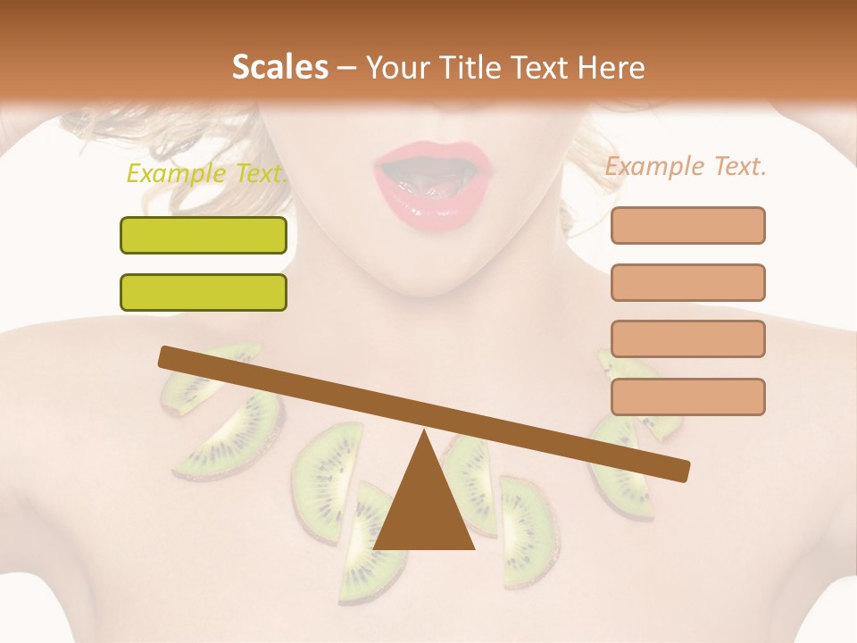 A Woman Holding Kiwi Slices In Front Of Her Face PowerPoint Template