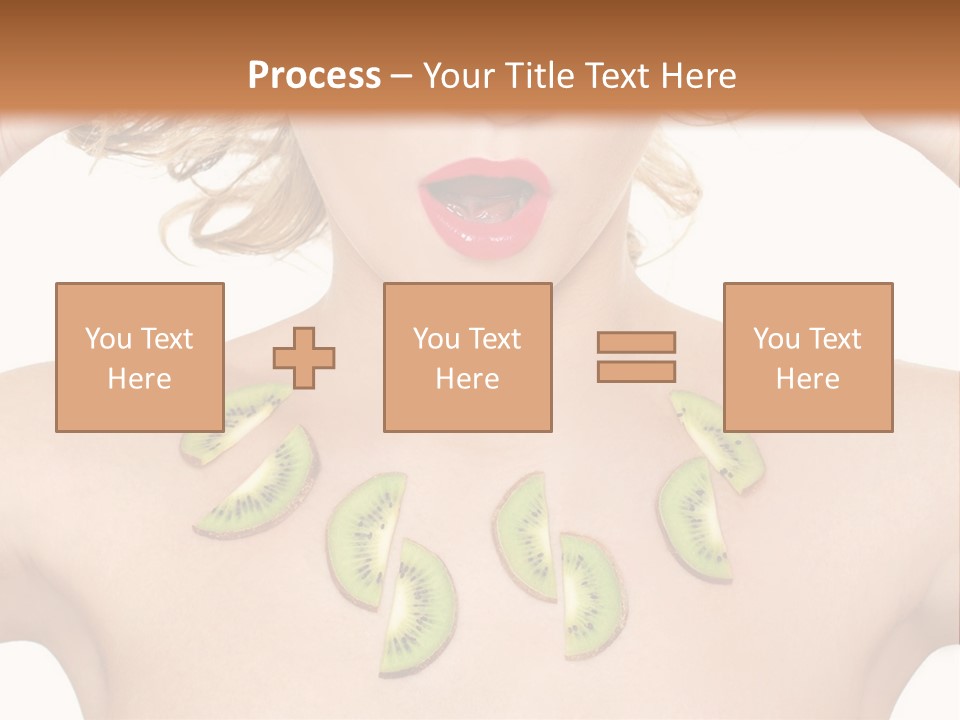 A Woman Holding Kiwi Slices In Front Of Her Face PowerPoint Template