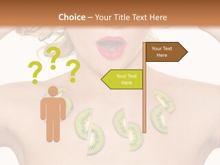 A Woman Holding Kiwi Slices In Front Of Her Face PowerPoint Template