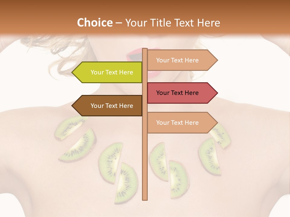 A Woman Holding Kiwi Slices In Front Of Her Face PowerPoint Template