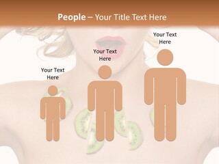 A Woman Holding Kiwi Slices In Front Of Her Face PowerPoint Template