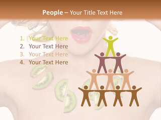 A Woman Holding Kiwi Slices In Front Of Her Face PowerPoint Template