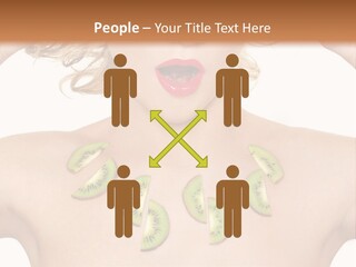 A Woman Holding Kiwi Slices In Front Of Her Face PowerPoint Template