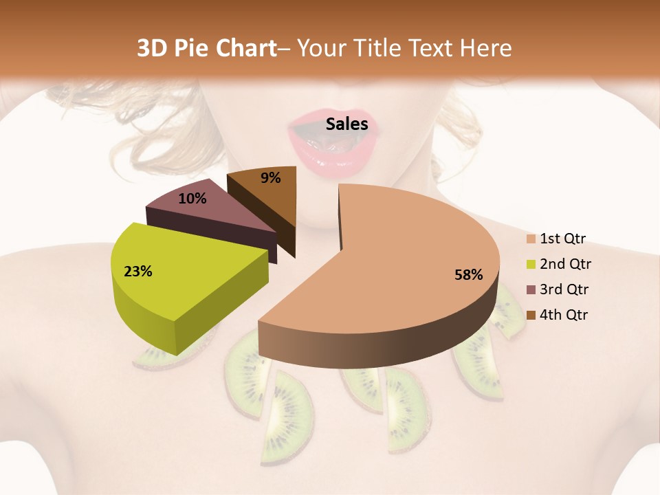 A Woman Holding Kiwi Slices In Front Of Her Face PowerPoint Template