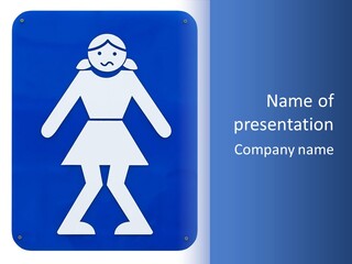 A Blue Sign With A Woman Holding A Child's Head PowerPoint Template