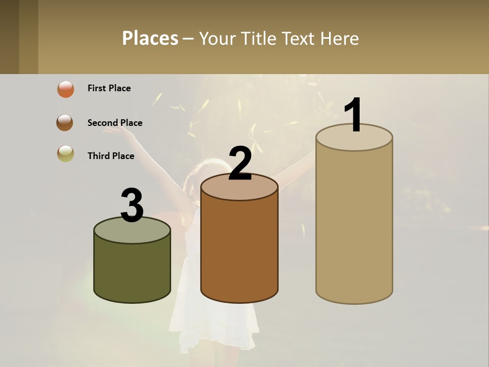 A Little Girl Is Standing In The Grass With Her Arms Outstretched PowerPoint Template