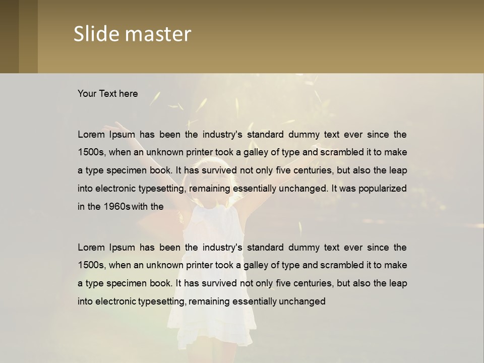 A Little Girl Is Standing In The Grass With Her Arms Outstretched PowerPoint Template