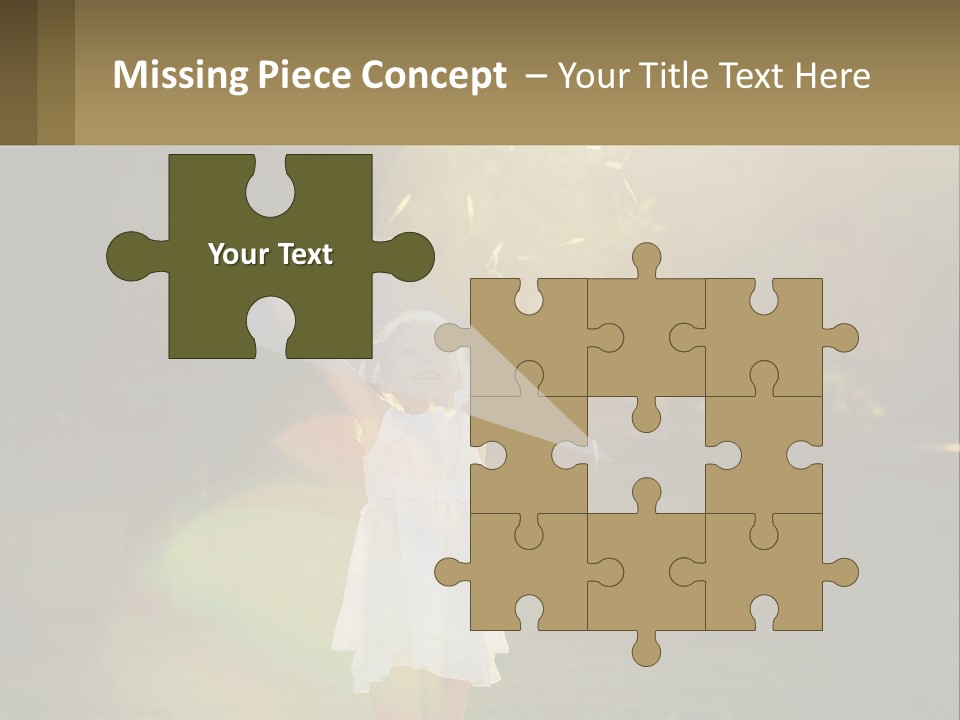 A Little Girl Is Standing In The Grass With Her Arms Outstretched PowerPoint Template