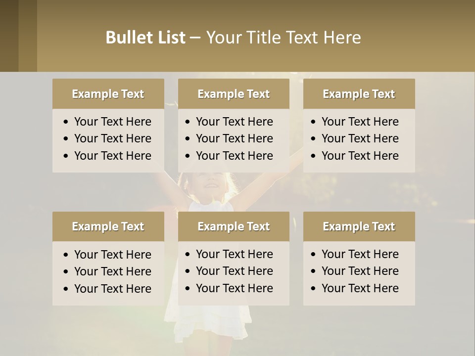 A Little Girl Is Standing In The Grass With Her Arms Outstretched PowerPoint Template