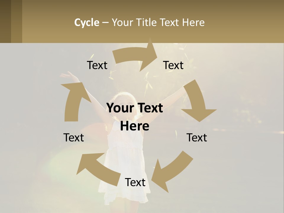 A Little Girl Is Standing In The Grass With Her Arms Outstretched PowerPoint Template