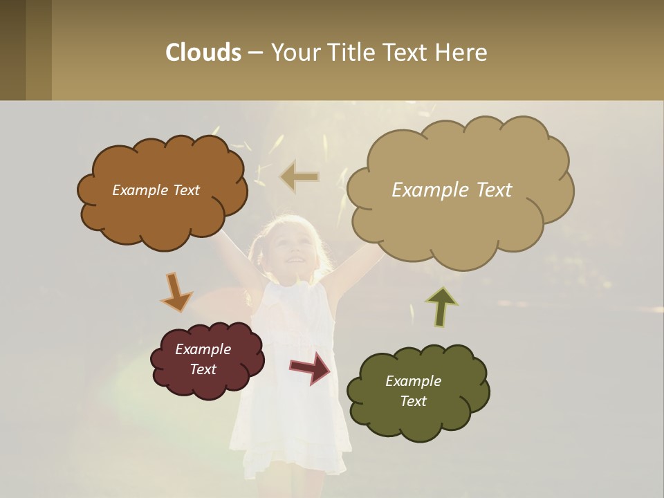 A Little Girl Is Standing In The Grass With Her Arms Outstretched PowerPoint Template