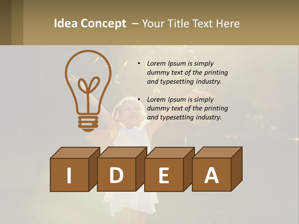 A Little Girl Is Standing In The Grass With Her Arms Outstretched PowerPoint Template