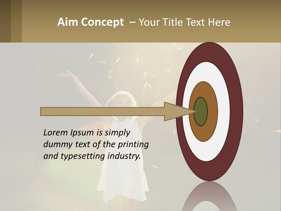 A Little Girl Is Standing In The Grass With Her Arms Outstretched PowerPoint Template