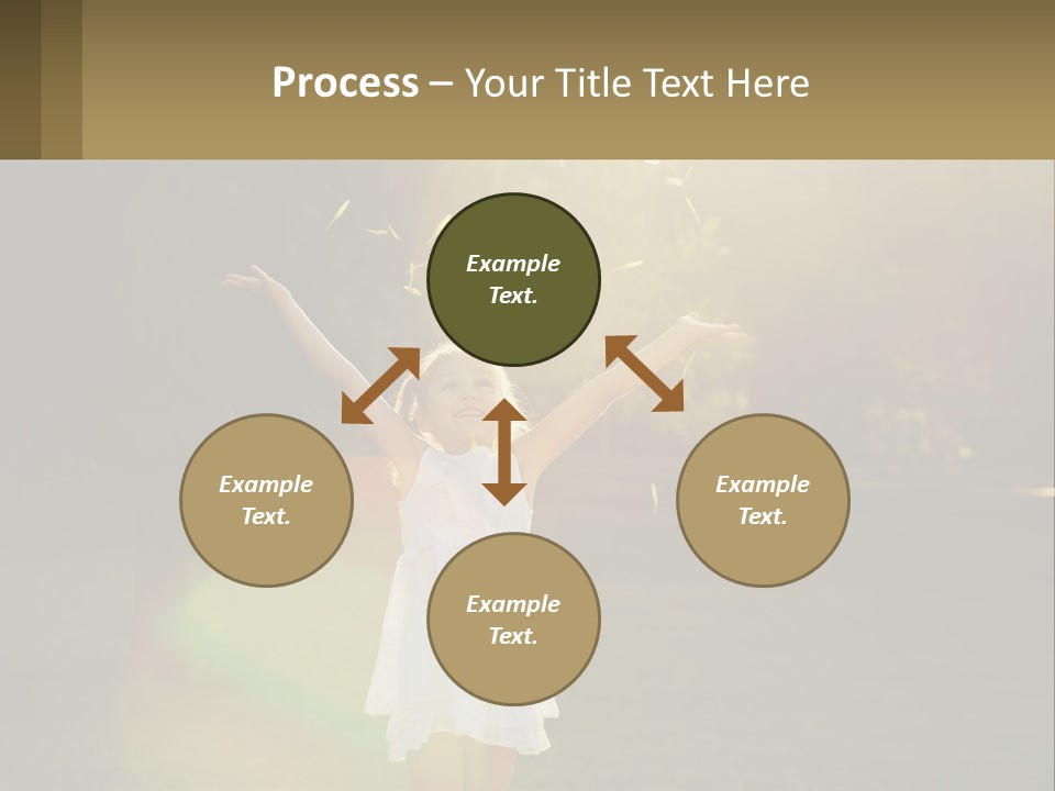 A Little Girl Is Standing In The Grass With Her Arms Outstretched PowerPoint Template