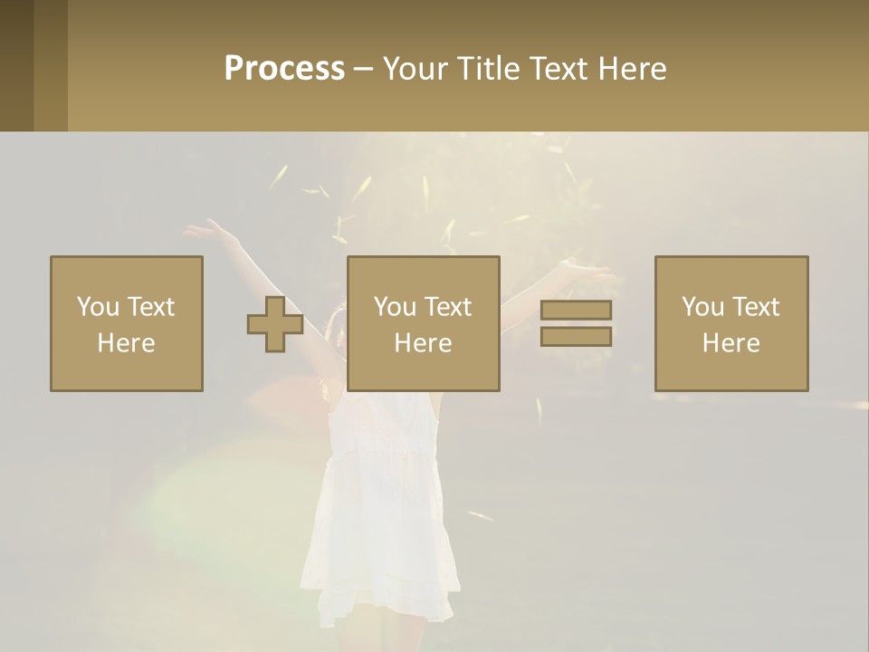 A Little Girl Is Standing In The Grass With Her Arms Outstretched PowerPoint Template