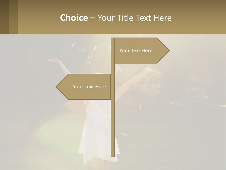 A Little Girl Is Standing In The Grass With Her Arms Outstretched PowerPoint Template