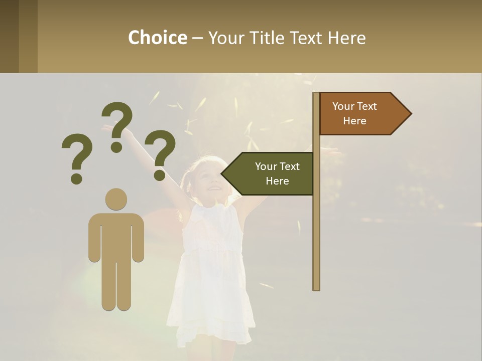 A Little Girl Is Standing In The Grass With Her Arms Outstretched PowerPoint Template