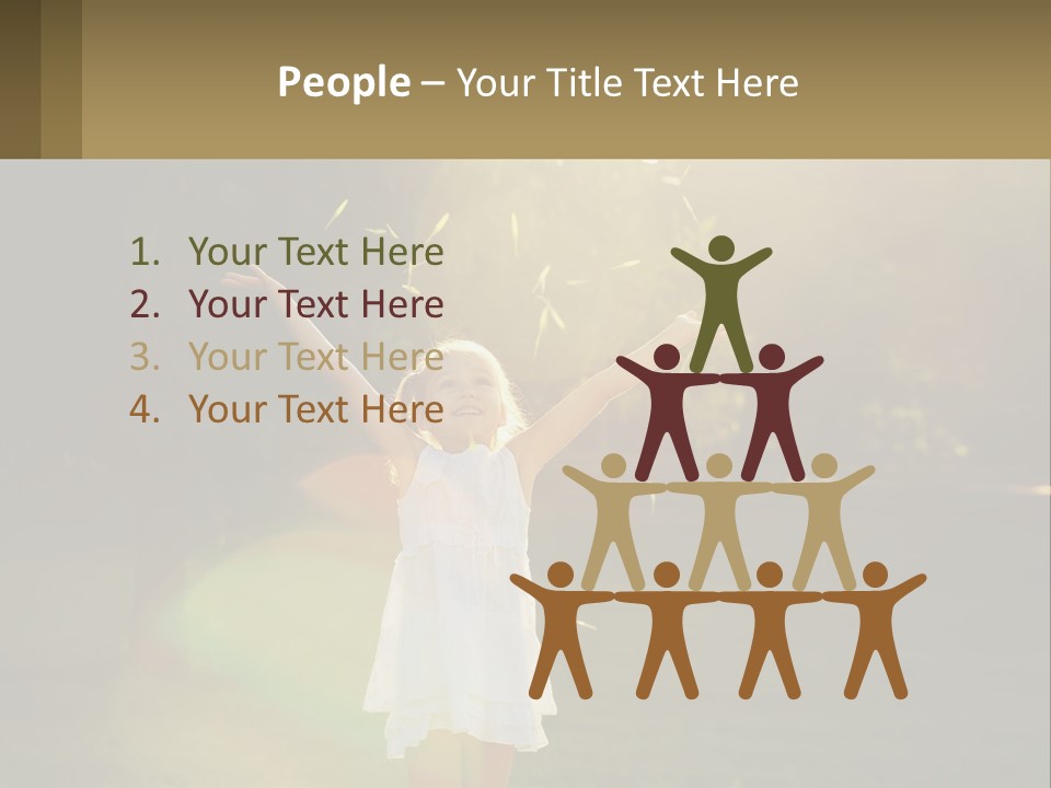 A Little Girl Is Standing In The Grass With Her Arms Outstretched PowerPoint Template