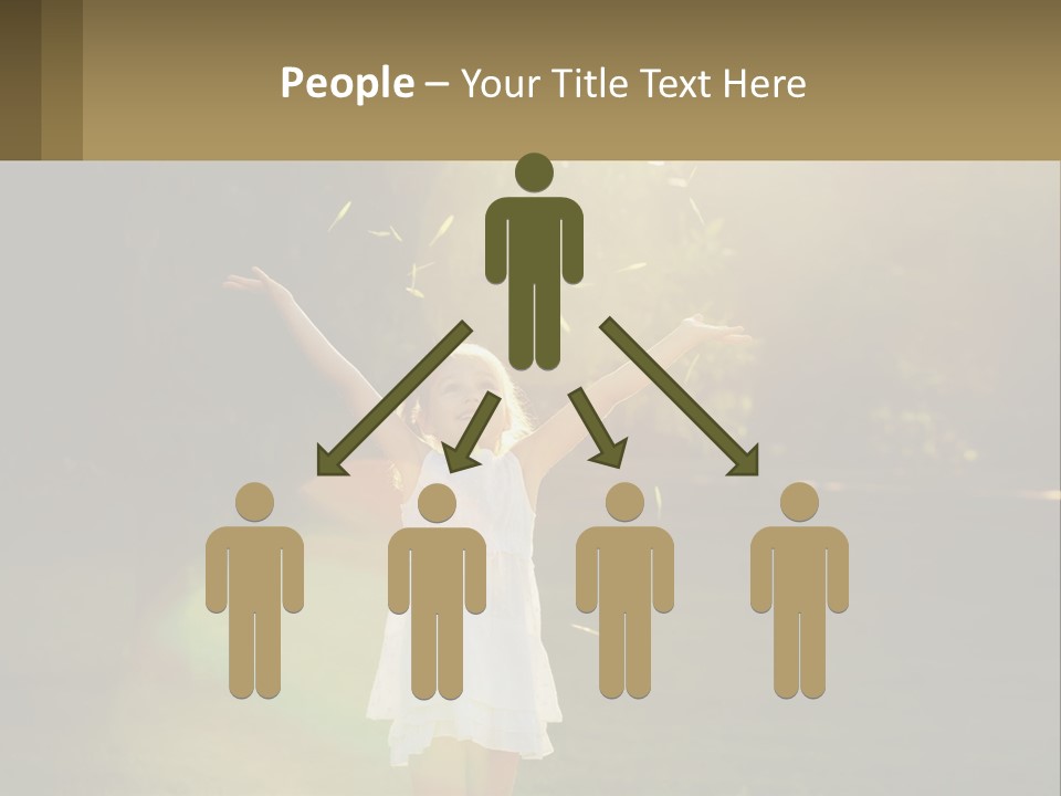 A Little Girl Is Standing In The Grass With Her Arms Outstretched PowerPoint Template