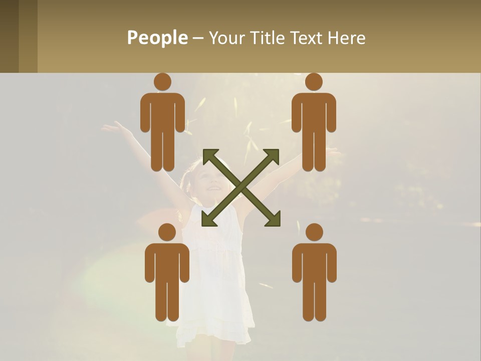 A Little Girl Is Standing In The Grass With Her Arms Outstretched PowerPoint Template