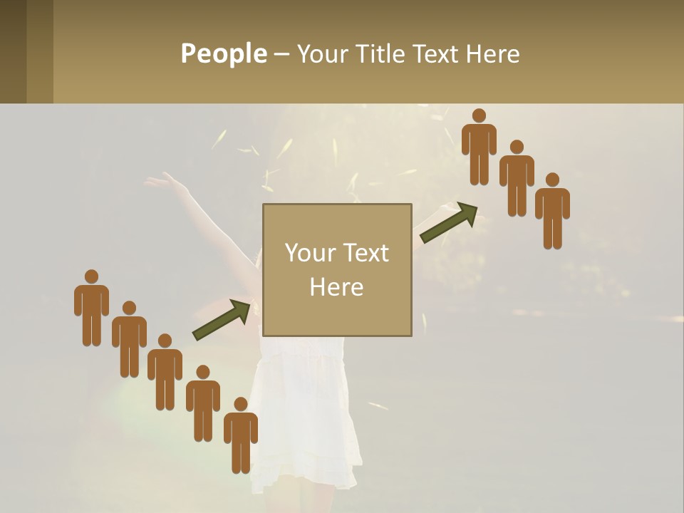 A Little Girl Is Standing In The Grass With Her Arms Outstretched PowerPoint Template