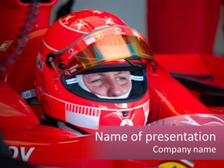 A Man In A Racing Car With A Helmet On PowerPoint Template