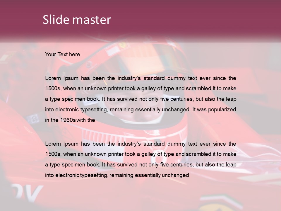 A Man In A Racing Car With A Helmet On PowerPoint Template