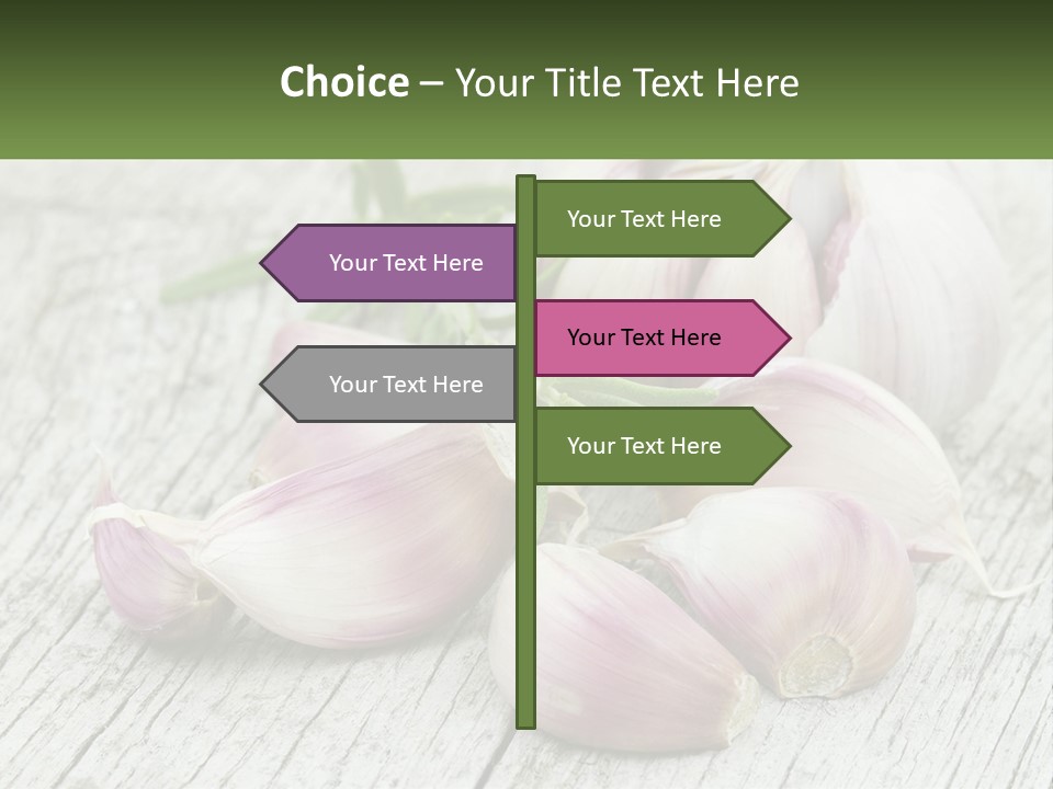 A Bunch Of Garlic Sitting On Top Of A Wooden Table PowerPoint Template