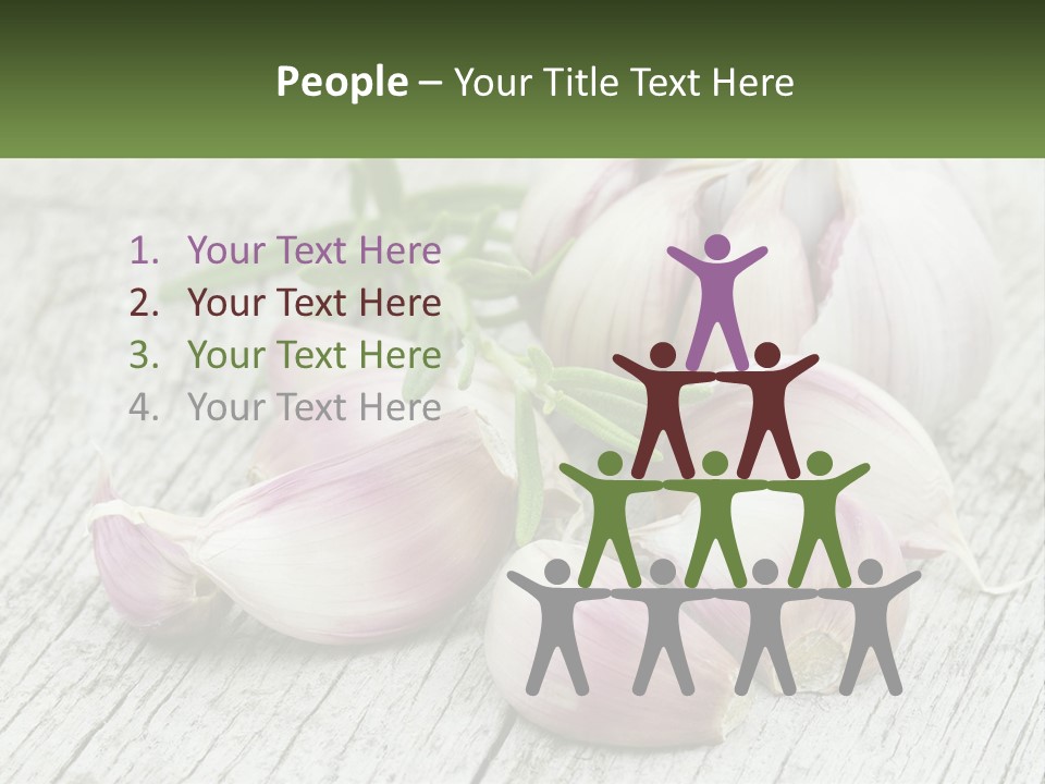 A Bunch Of Garlic Sitting On Top Of A Wooden Table PowerPoint Template