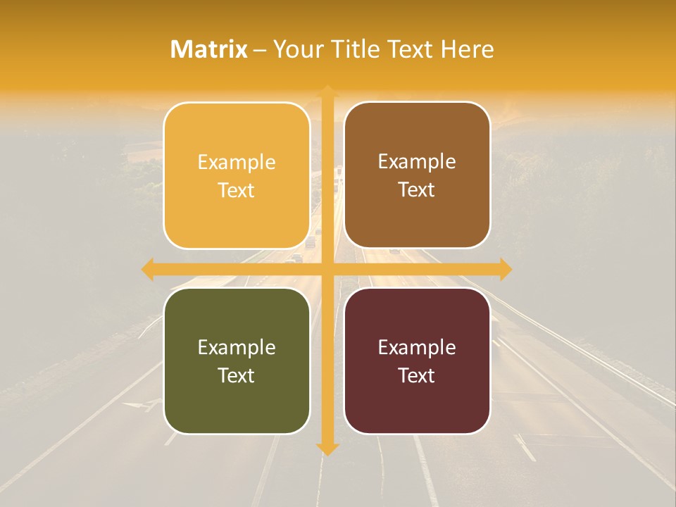 A Highway With Cars Driving Down It At Sunset PowerPoint Template