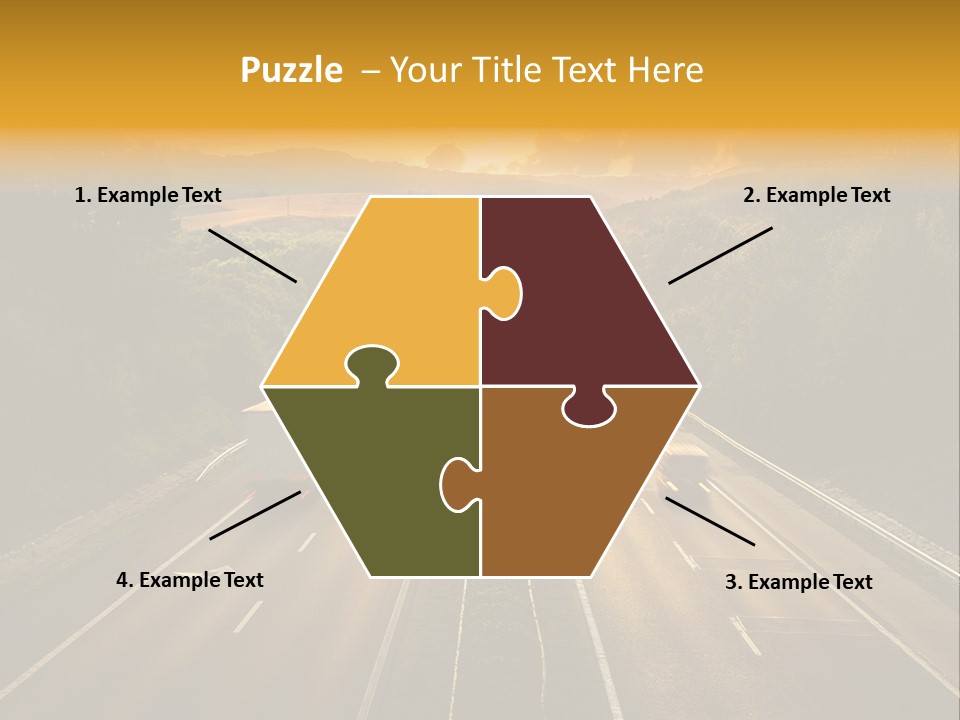 A Highway With Cars Driving Down It At Sunset PowerPoint Template