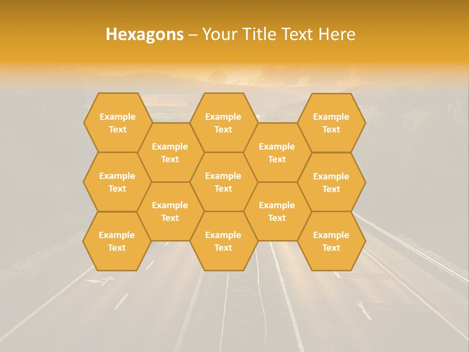 A Highway With Cars Driving Down It At Sunset PowerPoint Template