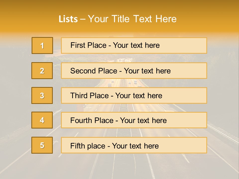 A Highway With Cars Driving Down It At Sunset PowerPoint Template