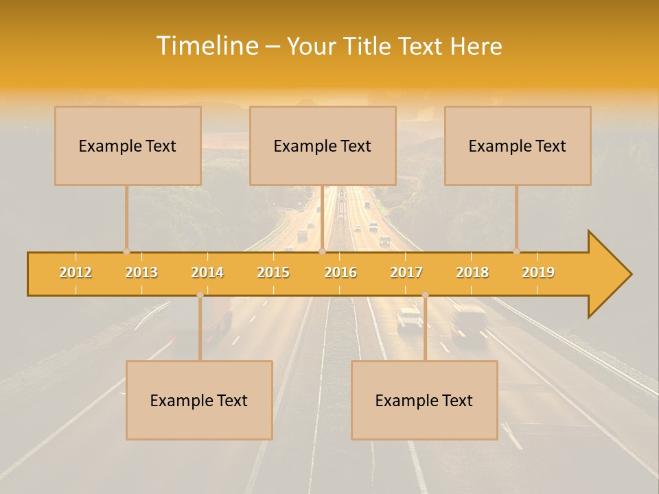 A Highway With Cars Driving Down It At Sunset PowerPoint Template
