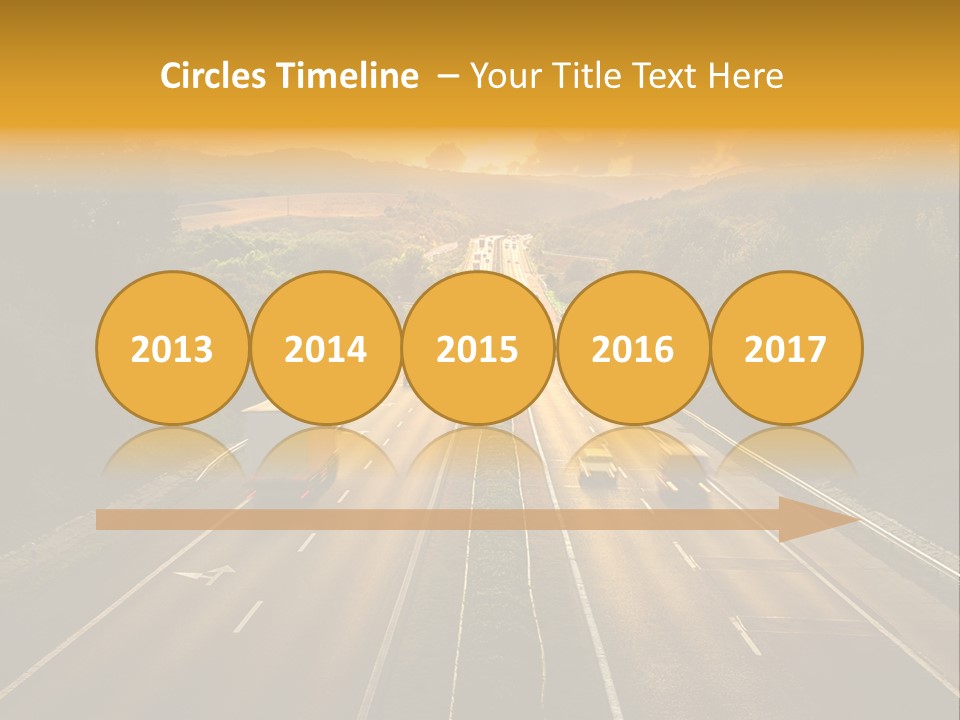 A Highway With Cars Driving Down It At Sunset PowerPoint Template