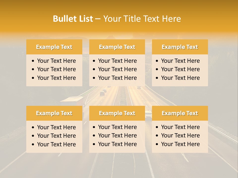 A Highway With Cars Driving Down It At Sunset PowerPoint Template