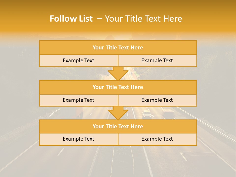 A Highway With Cars Driving Down It At Sunset PowerPoint Template