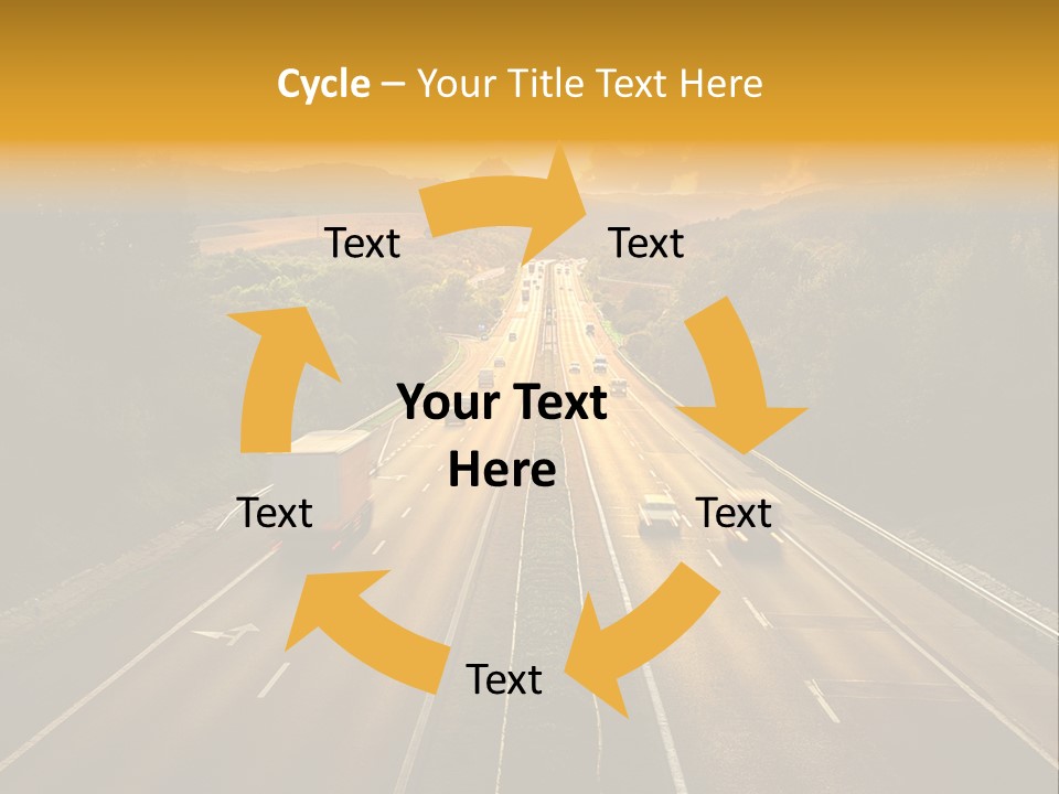 A Highway With Cars Driving Down It At Sunset PowerPoint Template