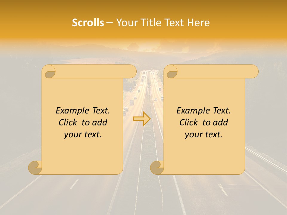 A Highway With Cars Driving Down It At Sunset PowerPoint Template