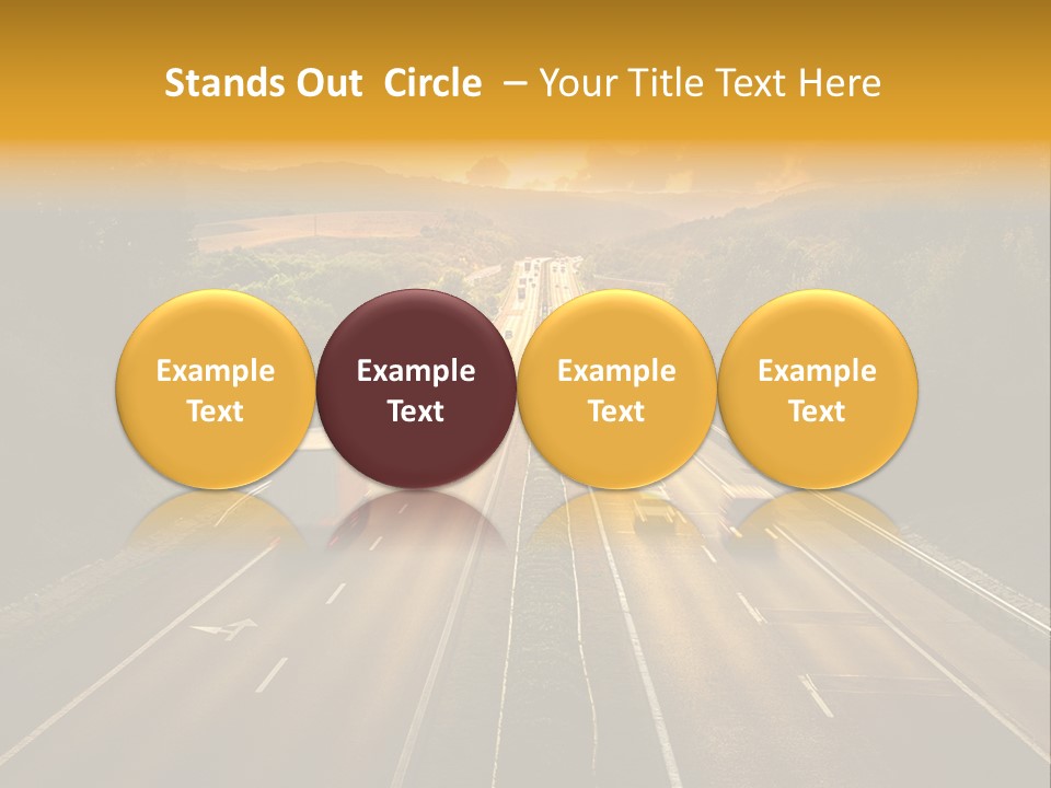 A Highway With Cars Driving Down It At Sunset PowerPoint Template