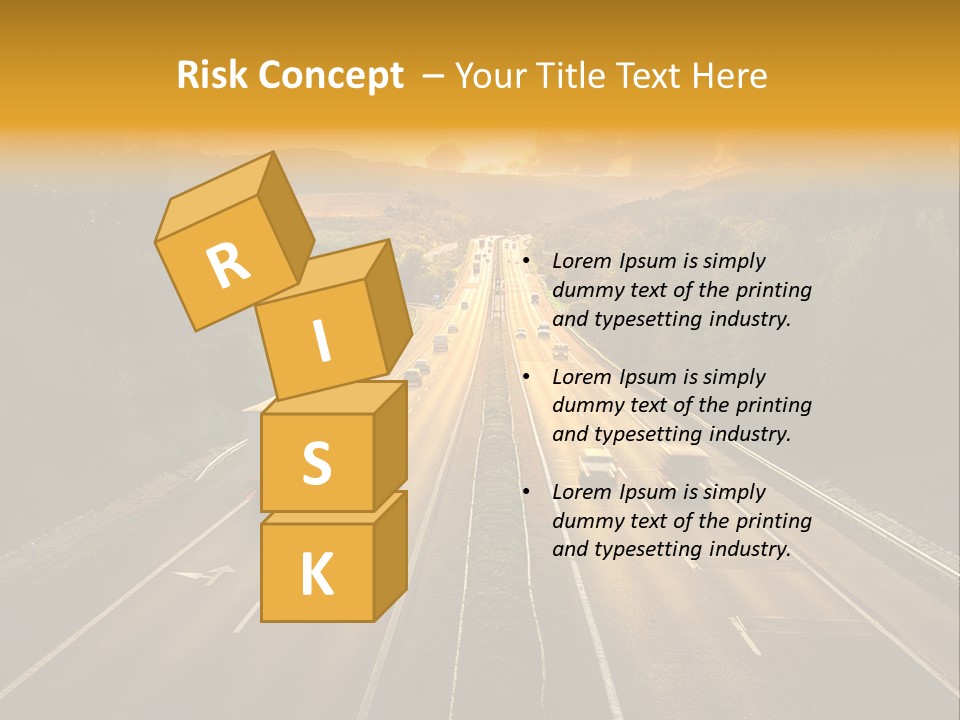 A Highway With Cars Driving Down It At Sunset PowerPoint Template