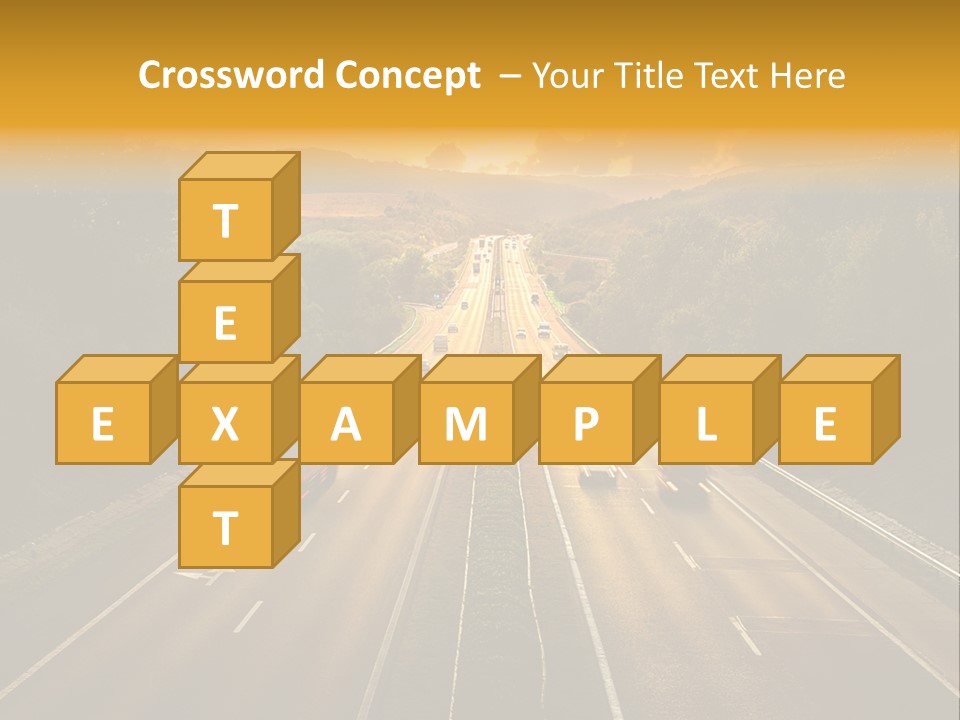 A Highway With Cars Driving Down It At Sunset PowerPoint Template