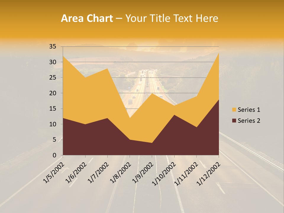 A Highway With Cars Driving Down It At Sunset PowerPoint Template